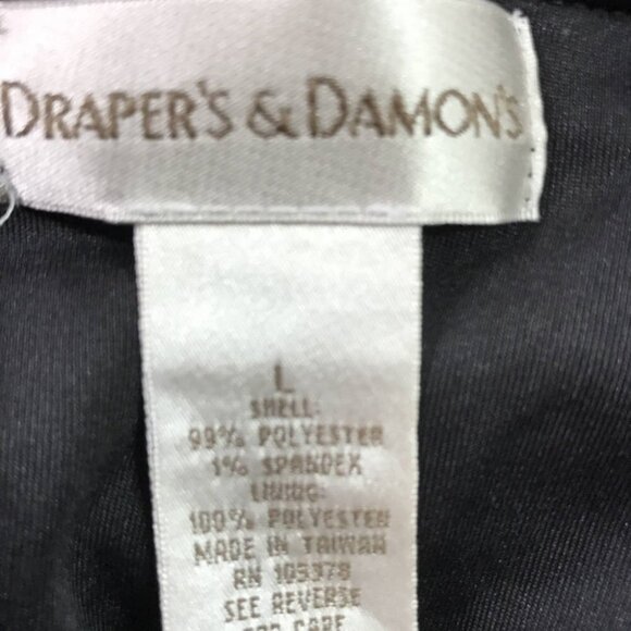 Draper's & Damon's L Black Layered Ruffled Lined V-Neck 3/4 Sheer Sleeve Top - Picture 5 of 5